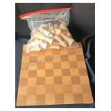 Handmade chessboard and chess pieces