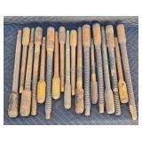 Antique wood screws from woodworking vices and