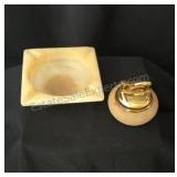 Vintage alabaster ashtray and gold plated