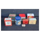Assorted tins.