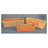 Vintage wooden cheese boxes.