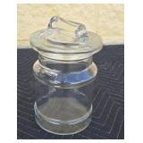 Clear Glass milk jug shaped cookie jar. 9ï¿½ins.