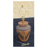 Large table lamp with Aztec design. No shade.