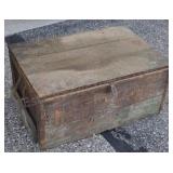 Wooden storage box with rope handles. 15x32x22.