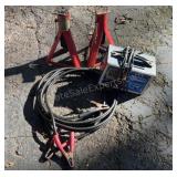 Jack stands, battery charger & jumper cables