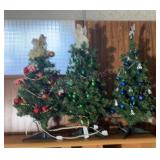 Group of Small Artificial Light Up Trees 24in