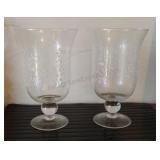 Pair of Decorative Glass Hurricanes 9.5x6