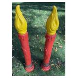Pair of 28 inch Empire Blowmold Poinsettia Holly