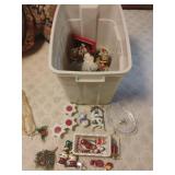 Tote of Assorted Christmas Decor