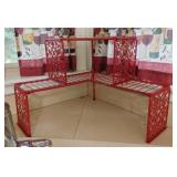 Red Metal 2 Tier Corner Shelf