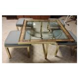 Coffee Table w/4 Nesting Stools- Table glass is