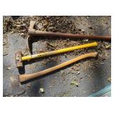 Group of yard tools Axe, Mallet & Pick