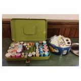 Vintage Thread Keeper Box and Tin w/Buttons