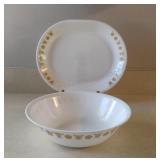 Corelle Butterfly Gold Serving Plate and Bowl