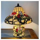 Tiffany Style Stained Glass Floral Table Lamp 17"
