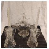 Glass Basket and Angel Candlestick Holders