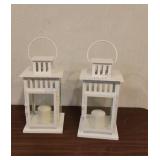 Pair of White Metal Lanterns