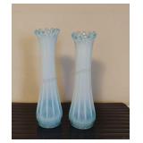 Fostoria Blue Opalescent Swung Vases
