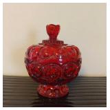 Ruby Red Moon and Stars Covered Candy Dish