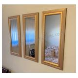 Trio of Gold-Tone Framed Mirrors 10.5x29.5