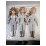 Trio of Porcelain Dolls 16"