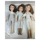 Trio of Porcelain Dolls 2 are 16" and 1 is 18"