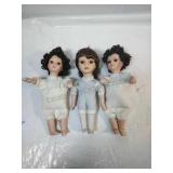 Trio of Porcelain Dolls 8"