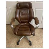 Heavily Use Brown Leather Office Chair