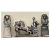 Ceramic Decor Figurines: Chariot, Pharaoh Statues