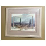 Large 45" Framed Art: Southwest Desert Scene