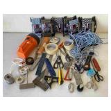 Scissors, Cord, Cutters, Angle Squares, Flashlight