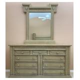 9 Drawer Marble Top Mirrored Dresser
