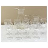 9pc Cut Crystal Stemware, 2pc Pitchers
