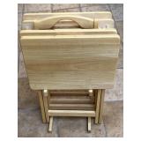 Natural Stained Wooden Tv Tray Set