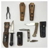 Bowie Knife, Folding Pocket Knives, Leather Sheath