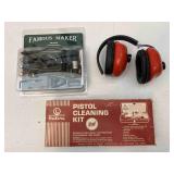 Pistol Cleaning Kit, Laser Sighter, Earmuffs