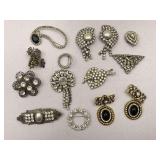 Vintage Rhinestone Brooches, Pins, Earrings
