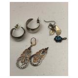 Silver Dangle Earrings, Turquoise Silver Pendant