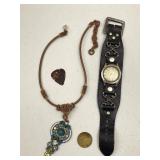 Wristwatch, Necklace, Token, Signed Guitar Pick
