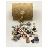 Fabric Dome Jewelry Box, Collectible Thimbles