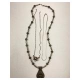 Silver Necklaces With Stone, Pearl Accent Pendants