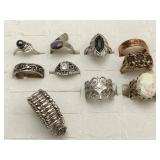 10pc Copper, Silvertone Rings