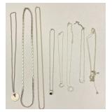 8pc Silvertone Chain Necklaces, Pendants