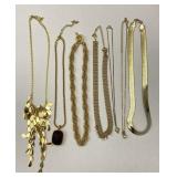 7pc Gold Tone Necklaces