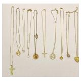 10pc Gold Tone Pendant Necklaces