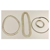 Silvertone Necklaces, Spring Hinge Cuff Bracelet