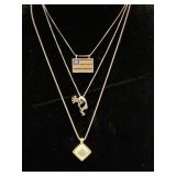 3pc Silver Chain Necklaces W/ Pendant