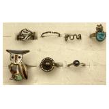 7pc Assorted Silver Rings