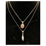 2pc Sterling Silver Natural Stone Necklaces