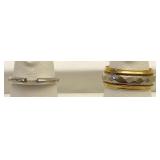 2pc 14 K White And Yellow Gold Band Rings